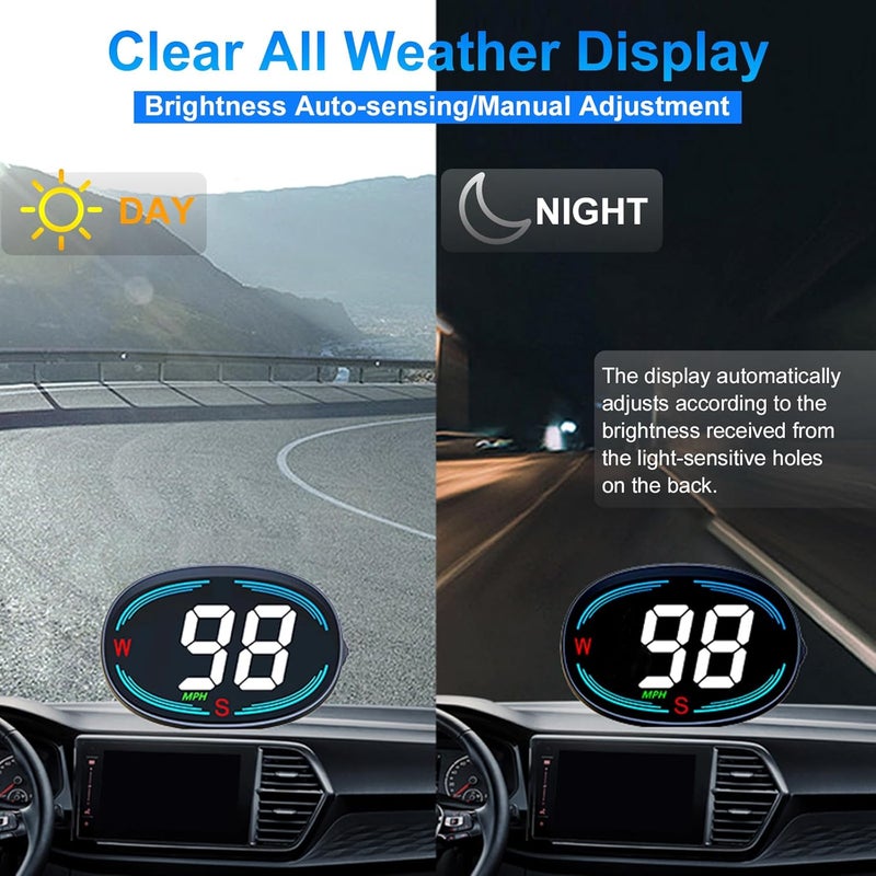 sinoTrack HUD GPS Speedometer Universal Car Heads-up Display 2.7inch MPH Speed Meter with Compass Over Speed Alarm for All Vehicle USB Connect Plug and Play - Image 5
